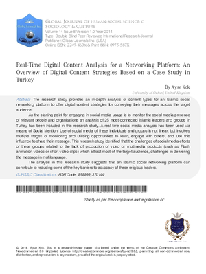 Real-Time Digital Content Analysis for a Networking Platform: An Overview of Digital Content Strategies based on a Case Study in Turkey