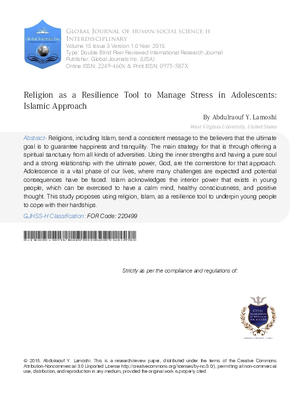 Religion as a Resilience Tool to Manage Stress in Adolescents: Islamic Approach