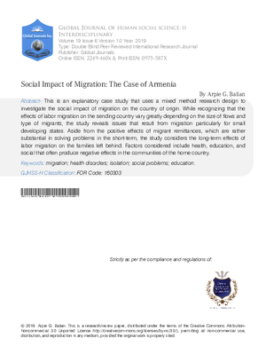 Social Impact of Migration: The Case of Armenia