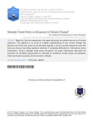 Strategic Trade Policy as Response to Climate Change?