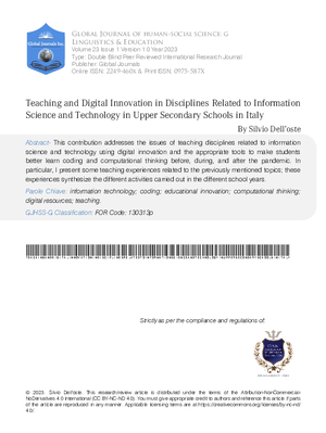 Teaching and Digital Innovation in Disciplines Related to Information Science and Technology in Upper Secondary Schools in Italy