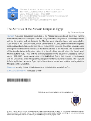 The Activities of the Abbasid Caliphs in Egypt