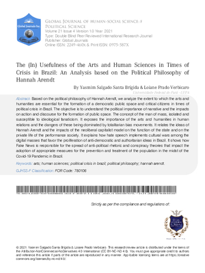 The (In)Usefulness of the Arts and Human Sciences in Times of Crisis in Brazil: An Analysis Based on the Political Philosophy of Hannah Arendt