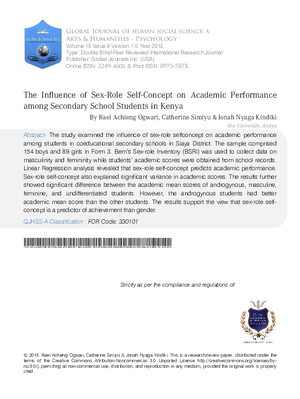 The Influence of Sex-role Self-Concept on Academic Performance among Secondary School Students in Kenya