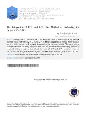 The Integration of EFA and CFA: One Method of Evaluating the Construct Validity
