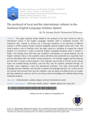 The portrayal of local and the international cultures in the Sudanese English Language Syllabus (Spine)