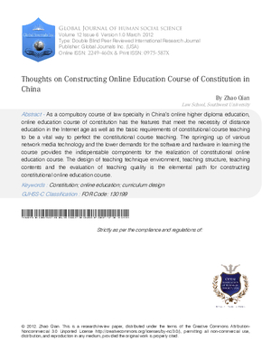 Thoughts on Constructing Online Education Course of Constitution in China