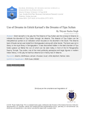Use of Dreams in Girish Karnad’s The Dreams of Tipu Sultan