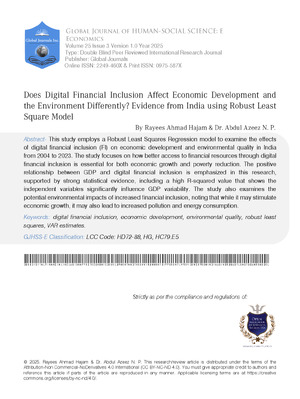 Does Digital Financial Inclusion Affect Economic Development and the Environment differently? Evidence from India Using Robust Least Square Model