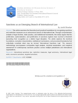 Sanctions as an Emerging Branch of International Law