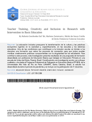 Teacher Training, Creativity, and Inclusion in Basic Education: A Research Intervention
