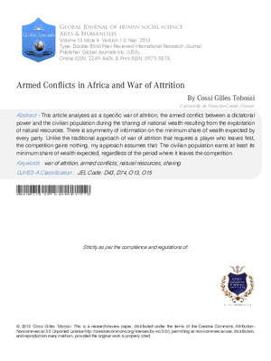 Armed ConAicts in Africa and War of Attrition