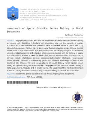 Assessment of Special Education Service Delivery: A Global Perspective
