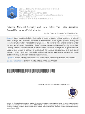 Between National Security and New Roles: The Latin American Armed Forces as a Political Actor