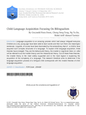 CHILD LANGUAGE ACQUISITION  FOCUSING ON BILINGUALISM