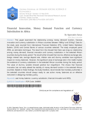 Financial Innovation, Money Demand Function and Currency Substitution in Africa