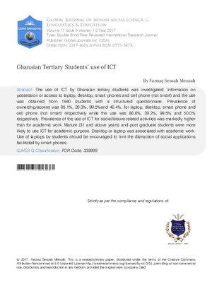 Ghanaian Tertiary Students use of ICT