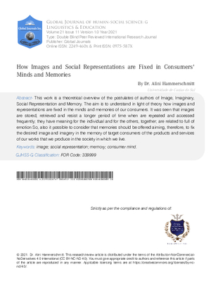 How Images and Social Representations are Fixed in Consumers; Minds and Memories