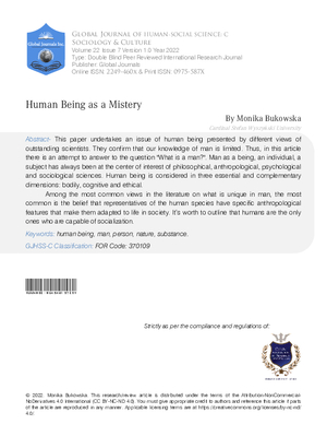 Human Being as a Mistery