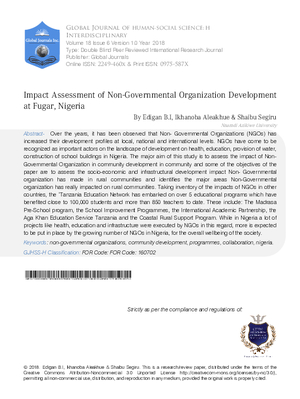Impact Assessment of Non-Governmental Organization Development at Fugar, Nigeria