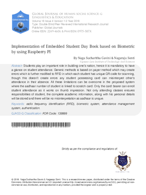 Implementation of Embedded Student Day Book based on Biometric by using Raspberry PI