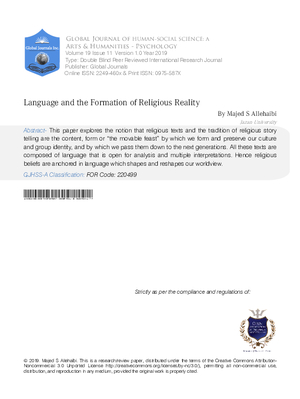 Language and the Formation of Religious Reality