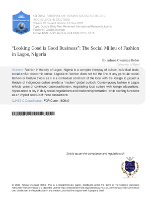 Looking Good is Good Business: The Social Milieu of Fashion in Lagos, Nigeria