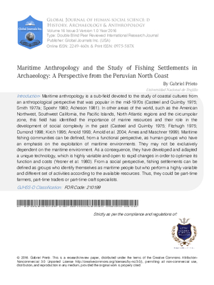 Maritime Anthropology and the Study of Fishing Settlements in Archaeology: A Perspective from the Peruvian North Coast
