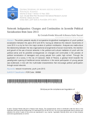 Network Indignation: Changes and Continuities in Juvenile Political Socialization  From June 2013