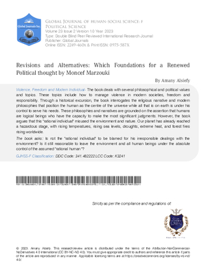 Revisions and Alternatives: Which Foundations for a Renewed Political thought by Moncef Marzouki