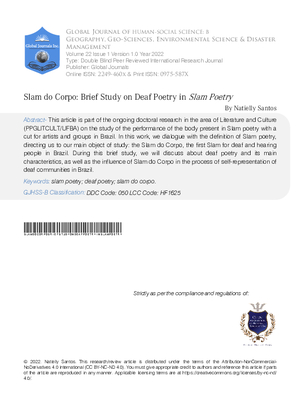 Slam do Corpo: Brief Study on Deaf Poetry in Slam Poetry