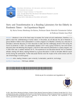 Story and Transformation in a Reading Laboratory for the Elderly in Pandemic Times – An Experience Report