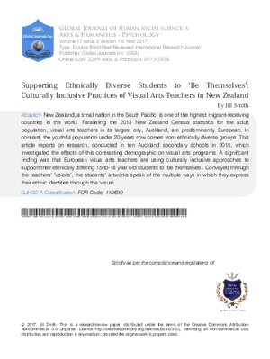 Supporting Ethnically Diverse Students to be themselves: Culturally Inclusive Practices of Visual Arts Teachers in New Zealand