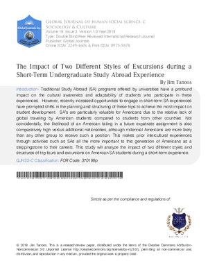 The Impact of Two Different Styles of Excursions During a Short-Term Undergraduate Study Abroad Experience