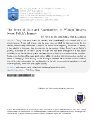 The Sense of Exile and Abandonment In William Trevors Novel, Felicias Journey