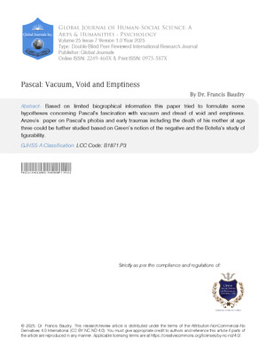 Pascal: Vacuum, Void and Emptiness