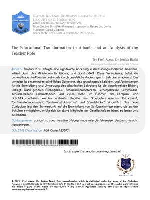 The Educational Transformation in Albania and an Analysis of the Teacher Role