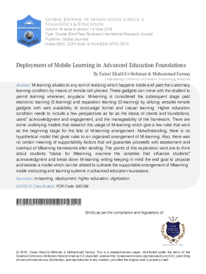 Deployment of Mobile Learning in Advanced Education Foundations