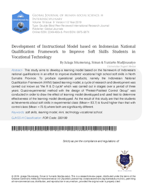 Development of Instructional Model Based on Indonesian National Qualification Framework to Improve Soft Skills Students in Vocational Technology