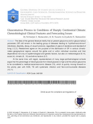 Glaucomatous Process in Conditions of Sharply Continental  Climate: Chronobiological Clinical Features and Forecasting Issues