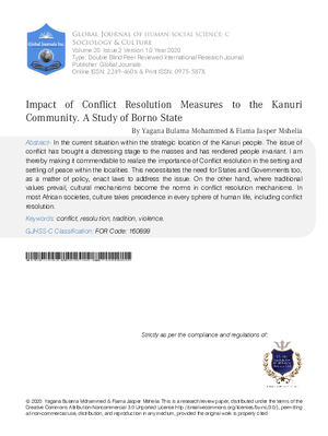 Impact of Conflict Resolution Measures to the Kanuri Community. A Study of Borno State