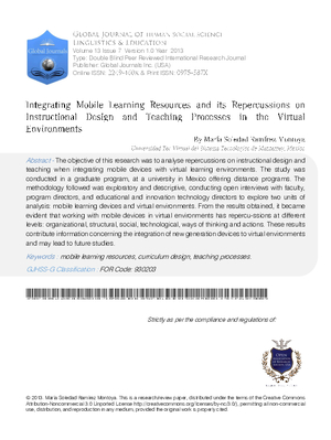 Integrating Mobile Learning Resources and its Repercussions on Instructional Design and Teaching Processes in the Virtual Environments