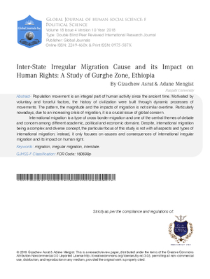 Inter-State Irregular Migration Cause and Its Impact on Human Rights: A Study of Gurghe Zone, Ethiopia