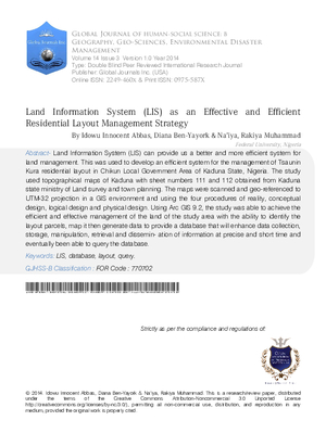 Land Information System LIS as an Effective and Efficient Residential Layout Management Strategy