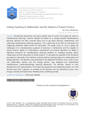 Linking Teaching in Mathematics and the Subjects of Natural Scences by Modeling