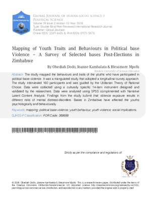 Mapping of Youth Traits and Behaviours in Political Base Violence – A Survey of  Selected Bases Post-Elections in Zimbabwe