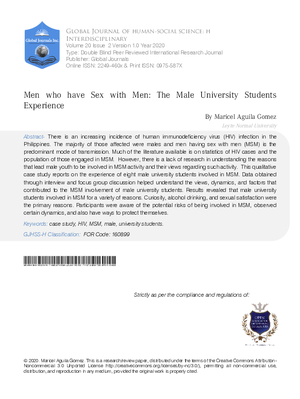 Men who have Sex with Men: The Male University Students Experience