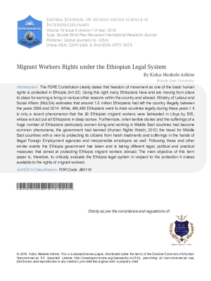 Migrant Workers Rights under the Ethiopian Legal System