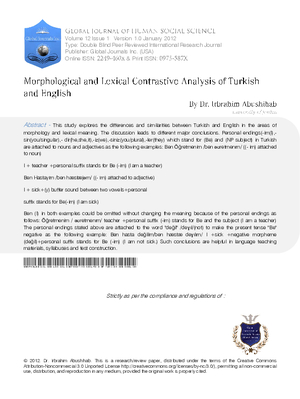 Morphological and Lexical Contrastive Analysis of Turkish and English