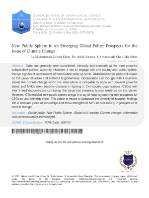 New Public Sphere in an Emerging Global Polity: Prospects for the Issue of Climate Change